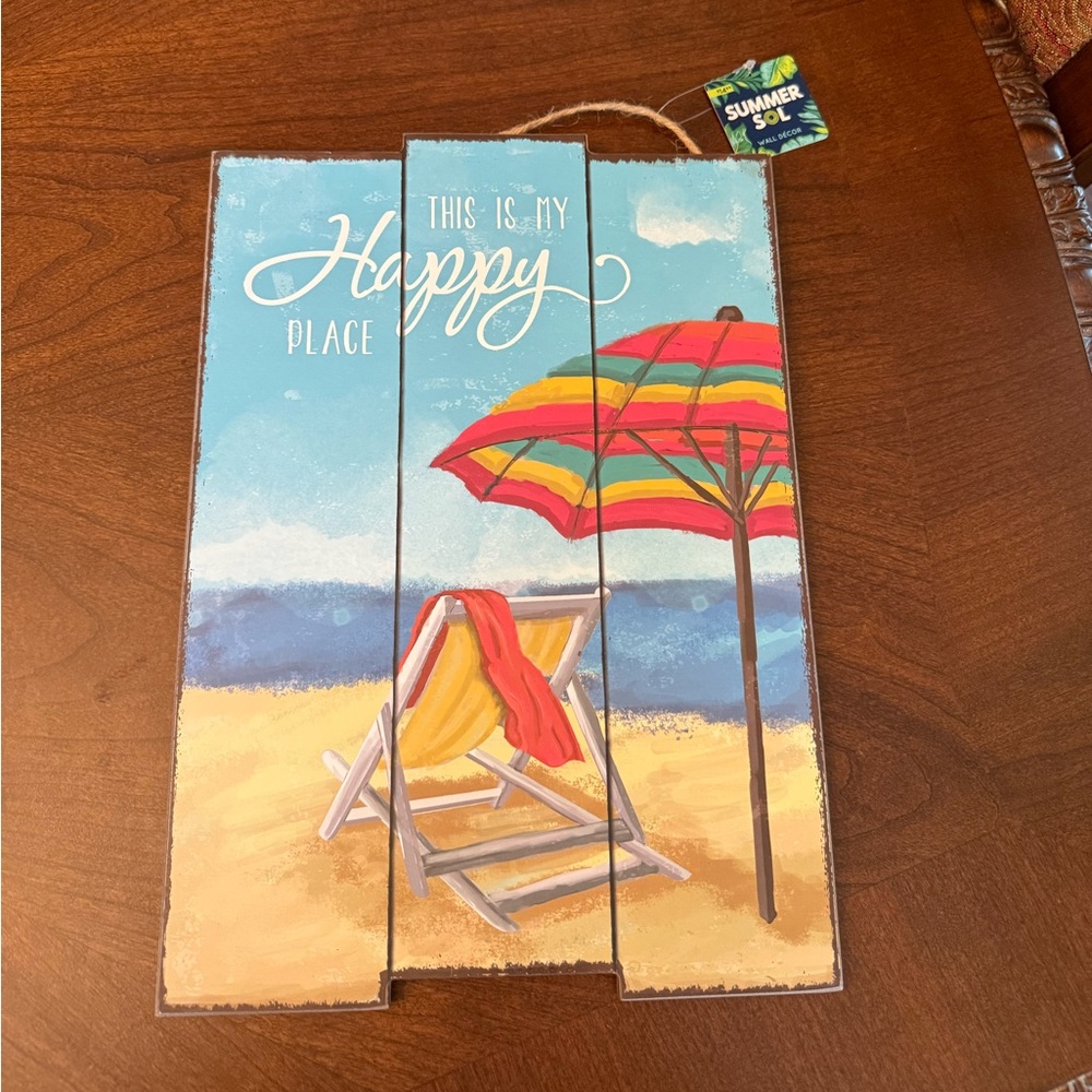 Summer Sol “This is My Happy Place” Beach-Themed Wall Hanging Decor